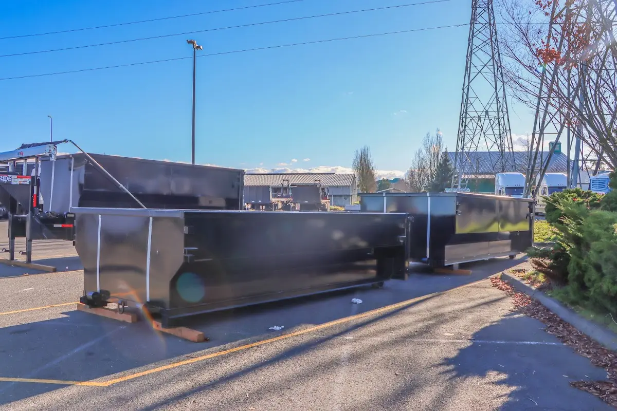 Roll-off dumpster ready for waste disposal at job site for Concrete Dumpster Rental in Hailey